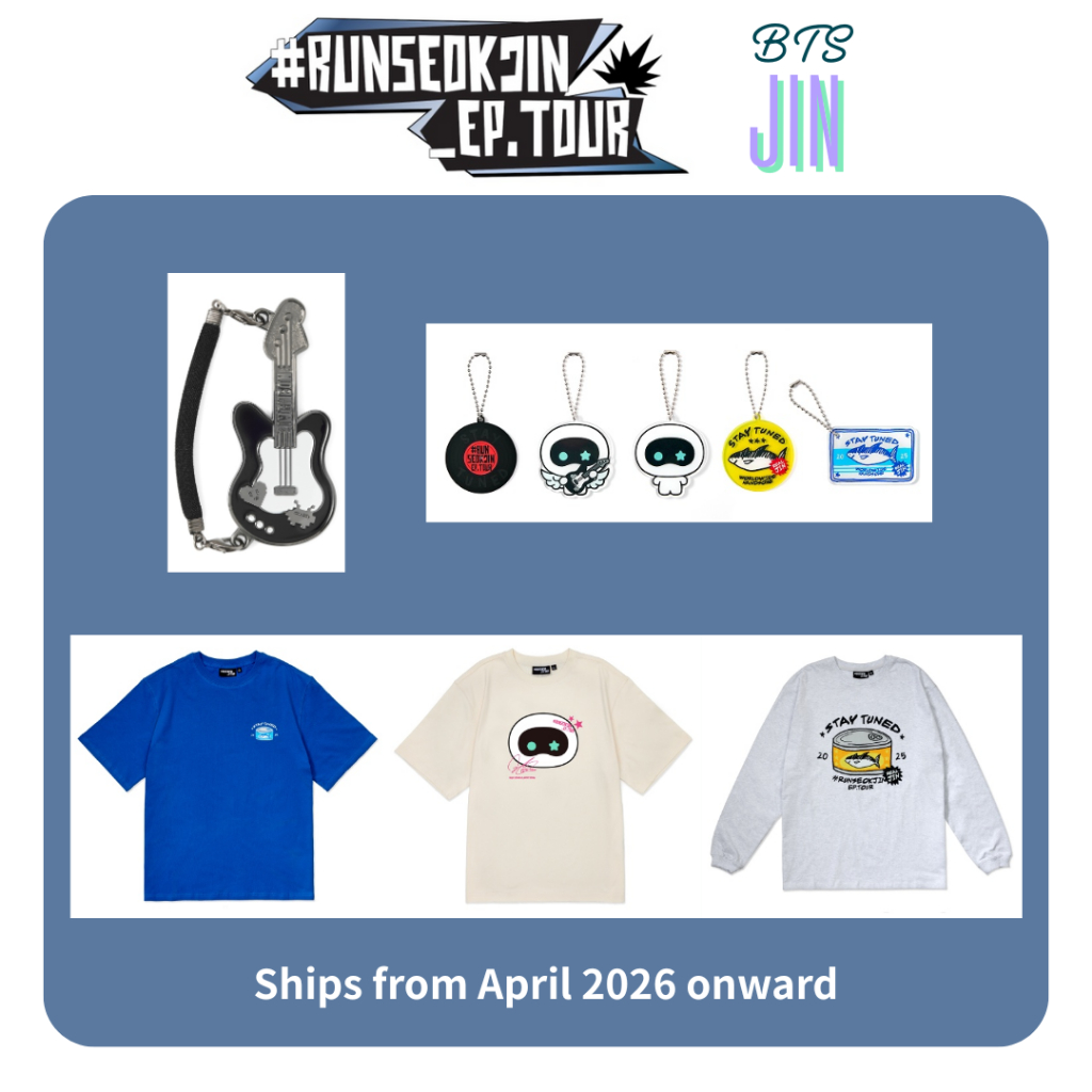 Brand-New BTS JIN #RUNSEOKJIN_EP.TOUR_ENCORE Official Merchandise – Tour Mini Charm / Lucky Draw / T