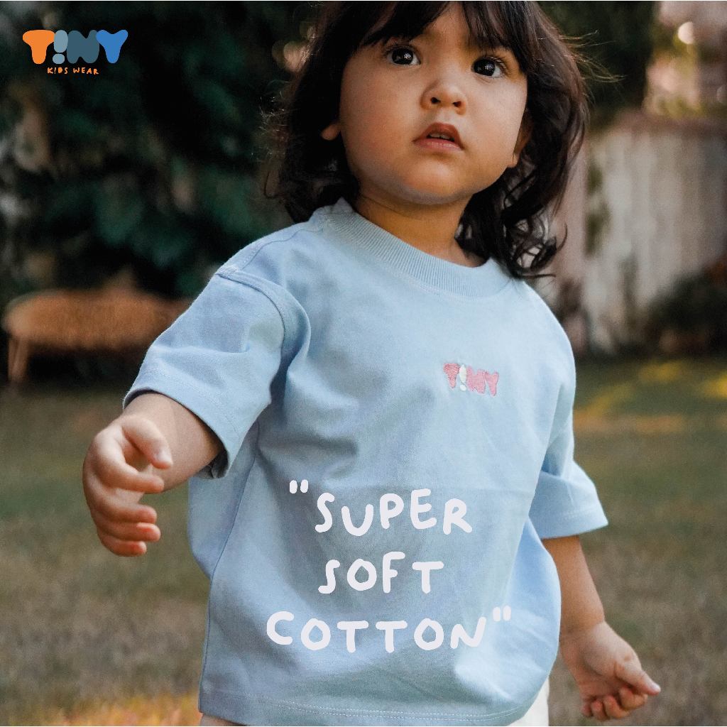 T!NY Kidswear - Basic Tee Pink Logo เสื้อยืดเบสิคทรงโอเวอร์ไซซ์ปักโลโก้ T!NY สีชมพู