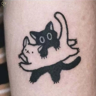 Tatoo สติกเกอร์รอยสักชั่วคราว ลายแมวน่ารัก กันน้ํา สําหรับผู้ชาย และผู้หญิง