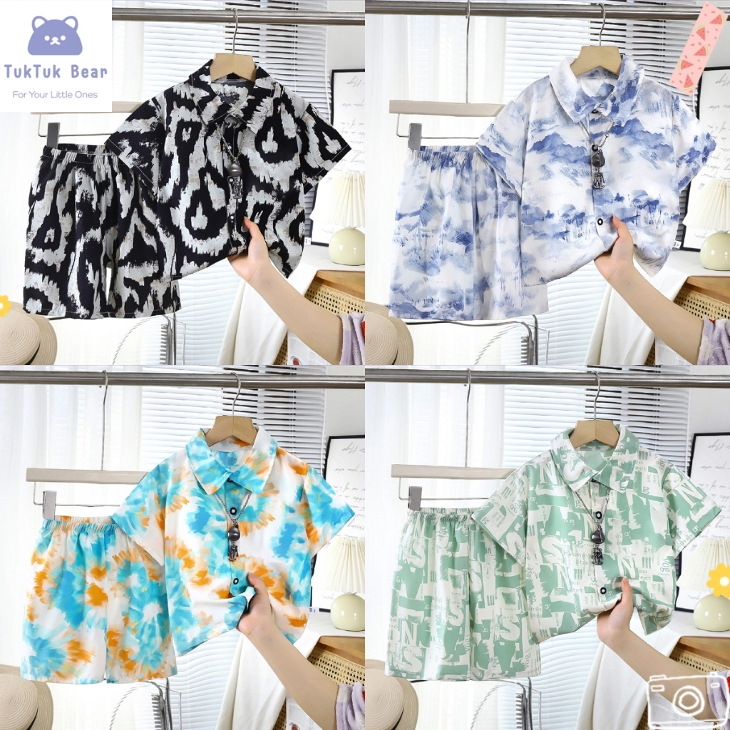 ชุดเซ็ต 2 ชิ้นเด็ก ชุดฮาวายเด็ก ผ้านิ่มนุ่ม ใส่สบาย ระบายอากาศ