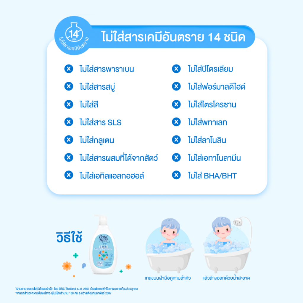 [ใหม่]เบบี้มายด์ สบู่เหลวอาบและสระ พรีไบโอติก ออร์แกนิก 380มล x2 /Babi Mild Bath Prebiotic 380ml x2 - รูปที่ 5