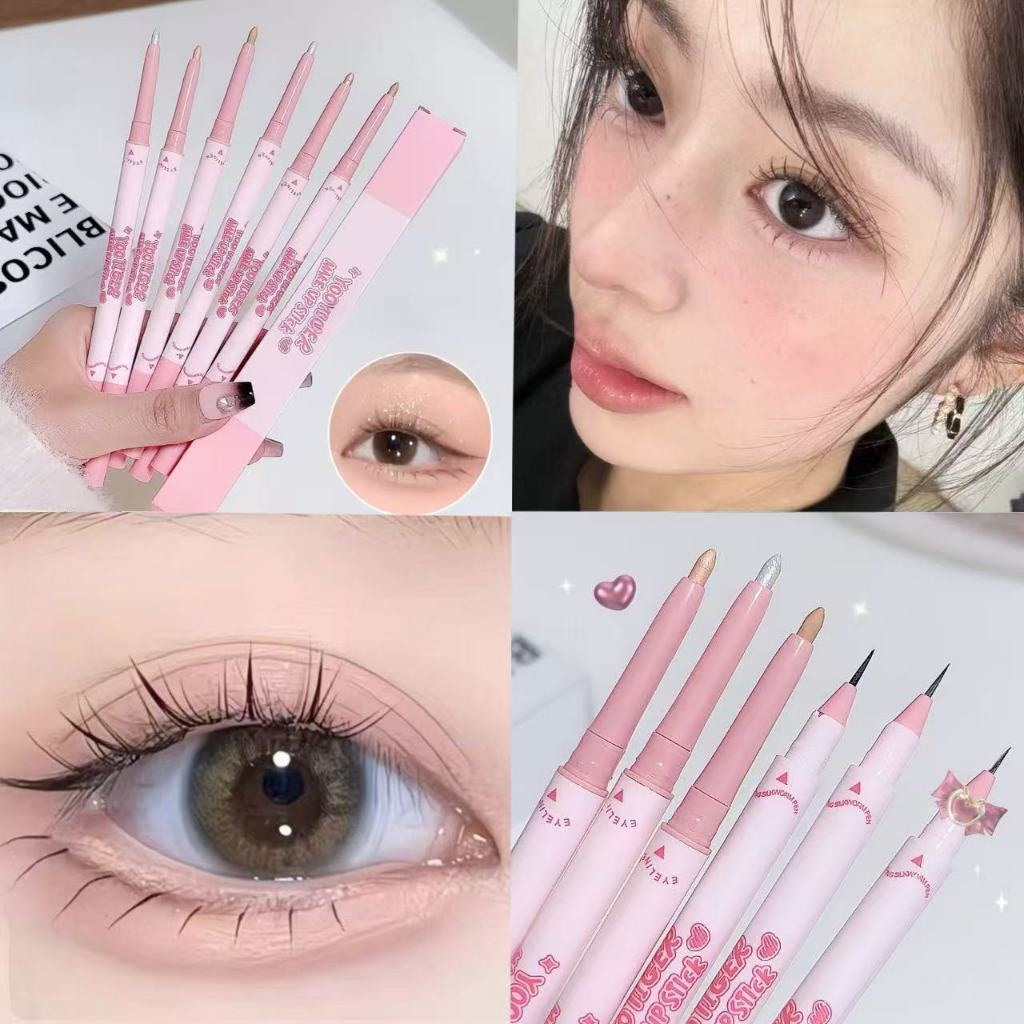 อายไลเนอร์ ไฮไลท์ดวงตาแบบ เติมดอลลี่อาย อายแชโดว์ ไฮไลท์ อายไลน์เนอร์ แบบสองหัว กันน้ำและเหงื่อ ติดทน - รูปที่ 4