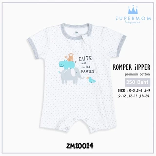 Zuper Mom ชุดหมีเด็กอ่อน ZIPPER แขนสั้น ขาสั้น บอดี้สูทเด็กอ่อน ชุดเด็กแรกเกิด ผ้าcotton100% สำหรับ 0-24เดือน