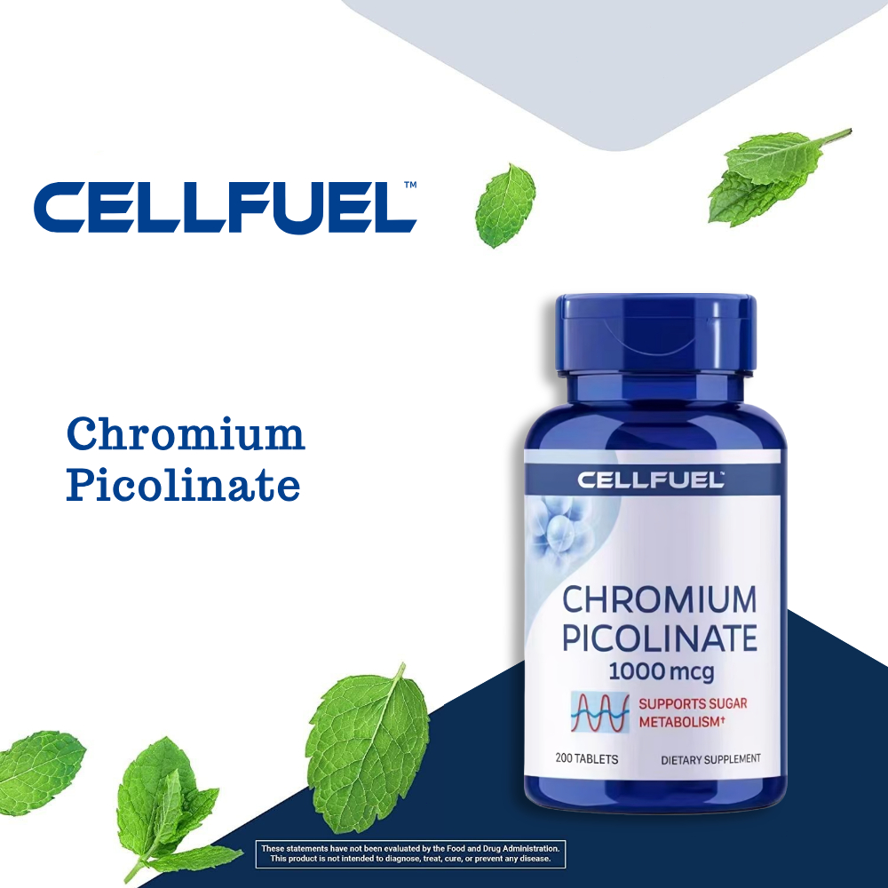 CELLFUEL Chromium Picolinata 1000mcg 200 เม็ด ของแท้จากอเมริกา สนับสนุนการเผาผลาญน้ำตาล