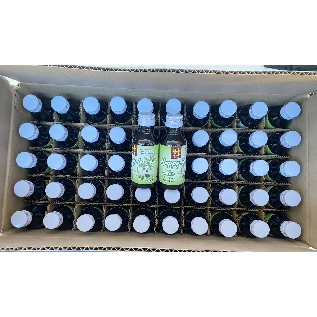Happy Jasmine Green Syrup กลิ่นชาเขียวมะลิ (50 แถม 7 ขวด) ขนาด 60 มล.