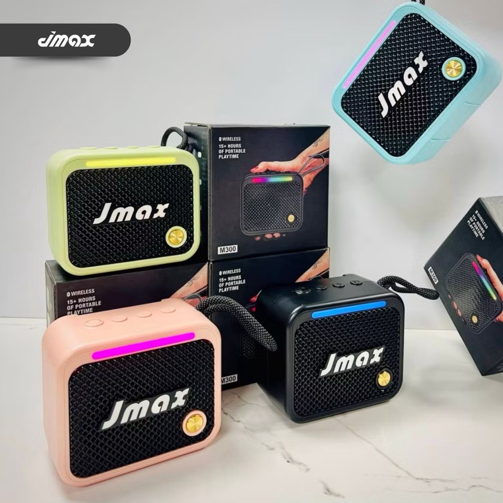 JMAX ลำโพงบลูทูธ ไร้สาย มีไฟRGB ลำโพงไร้สาย ขนาดพกพา กำลังขับ8W ใช้งานง่าย แบตเตอรี่1800mAh BT/USB/TF/TWS ลำโพง M300