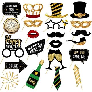 ป้ายกระดาษถ่ายรูปปีใหม่ New Year Photo Booth Props เซ็ตพร็อพ…