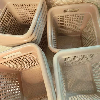 M ตะกร้าก้นลึก ทรงสูง (20×20cm)ตะกร้าพลาสติกจัดระเบียบในรถ ในบ้าน ขนาดกะทัดรัด โทนเบจ เรียบหรู หนาทน พร้อมส่ง