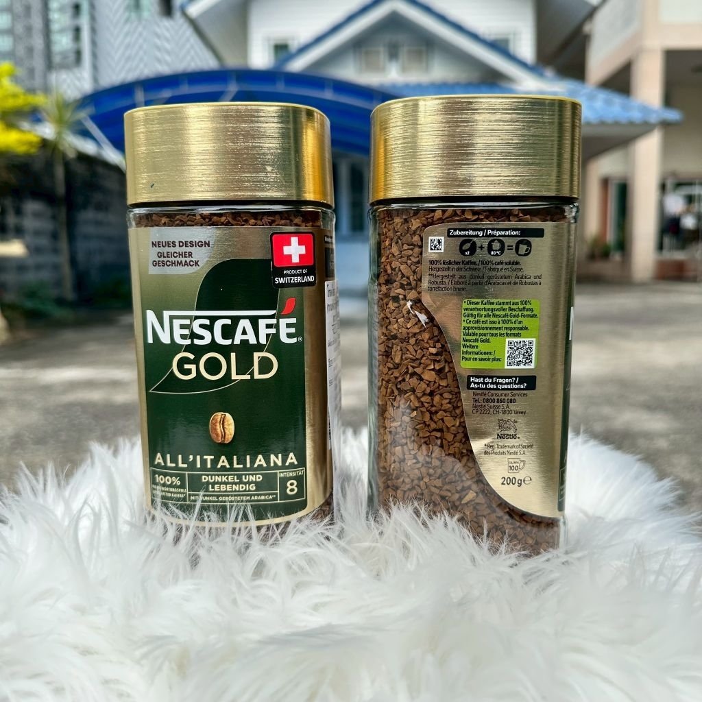 [ 1 ขวด ] ☕1 กาแฟ Nescafe gold de luxe All' italiana ☕ โกลด์ ออล อิตาเลียน่า คอฟฟี่ กาแฟสำเร็จรูปชนิดฟรีซดราย 200g.
