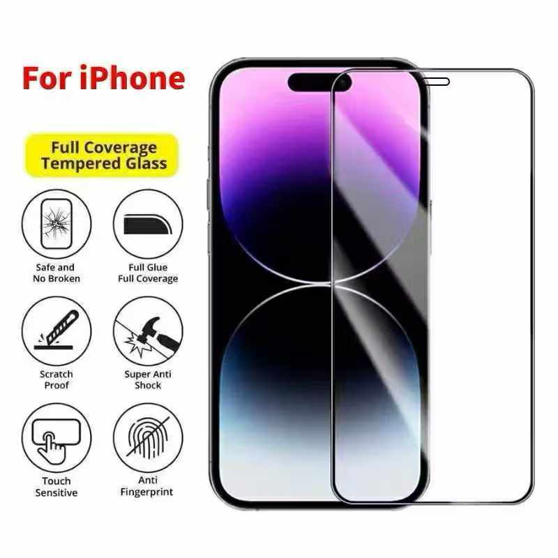 ฟิล์มกระจกนิรภัย 9D สำหรับ IPhone 13 pro Max 12 pro Max 11 pro Max ฟิล์มกันรอยกันแตก ขอบดำ