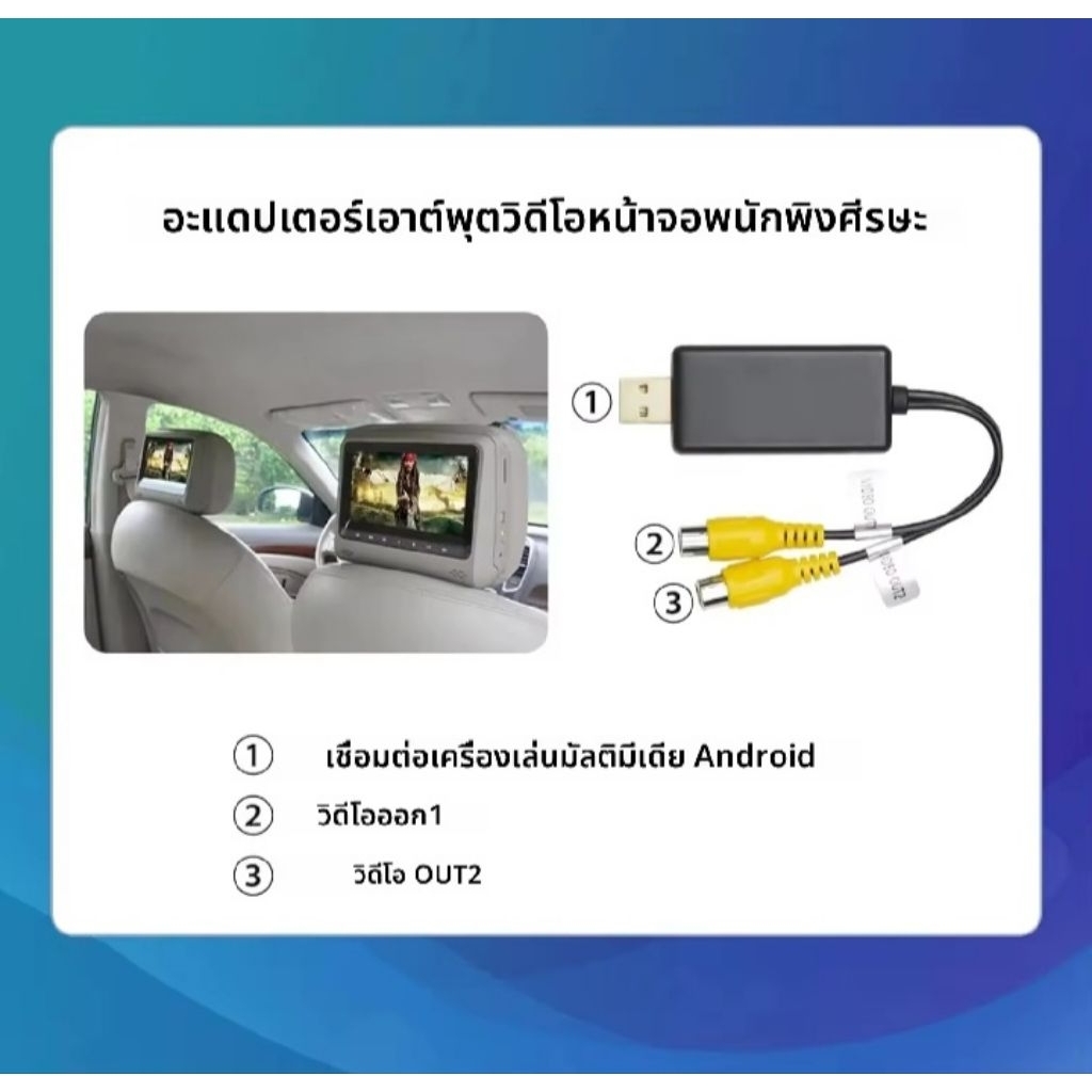 กล่องอะแดปเตอร์เอาต์พุตวีดีโอ USB เป็น CVBS RCA อินพุต อินเตอร์เฟชสำหรับ Andriod วิทยุมัลติมีเดีย
