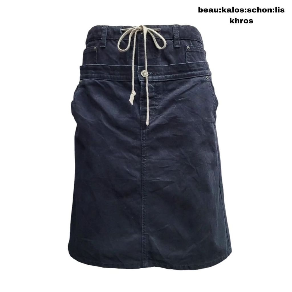 Layered Double Waist Denim Skirt