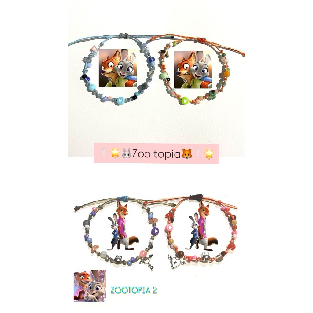 กำไลเชือกถักตามสีการ์ตูน Zootopia🦊🫶🏻🐰