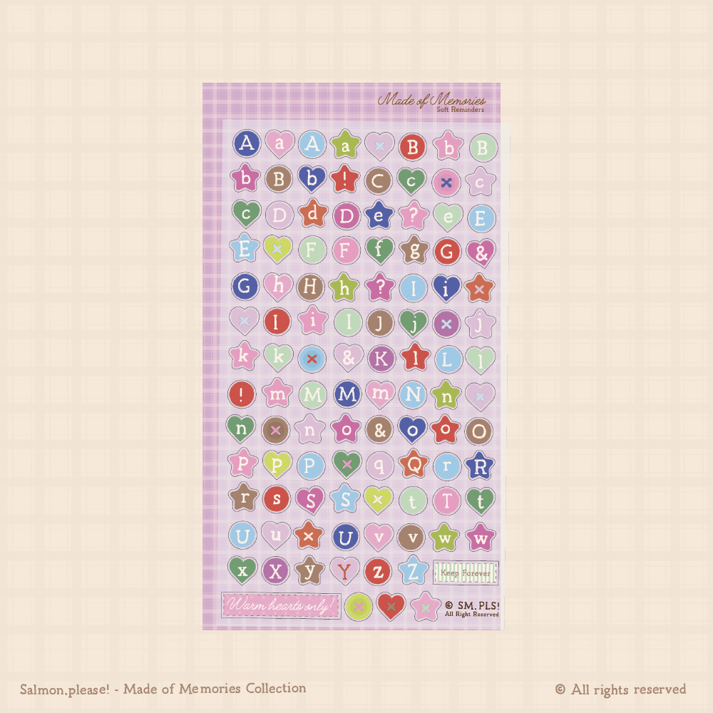 Made of Memories Alphabet Sticker (สติกเกอร์พื้นใสไดคัท) - SM,PLS!