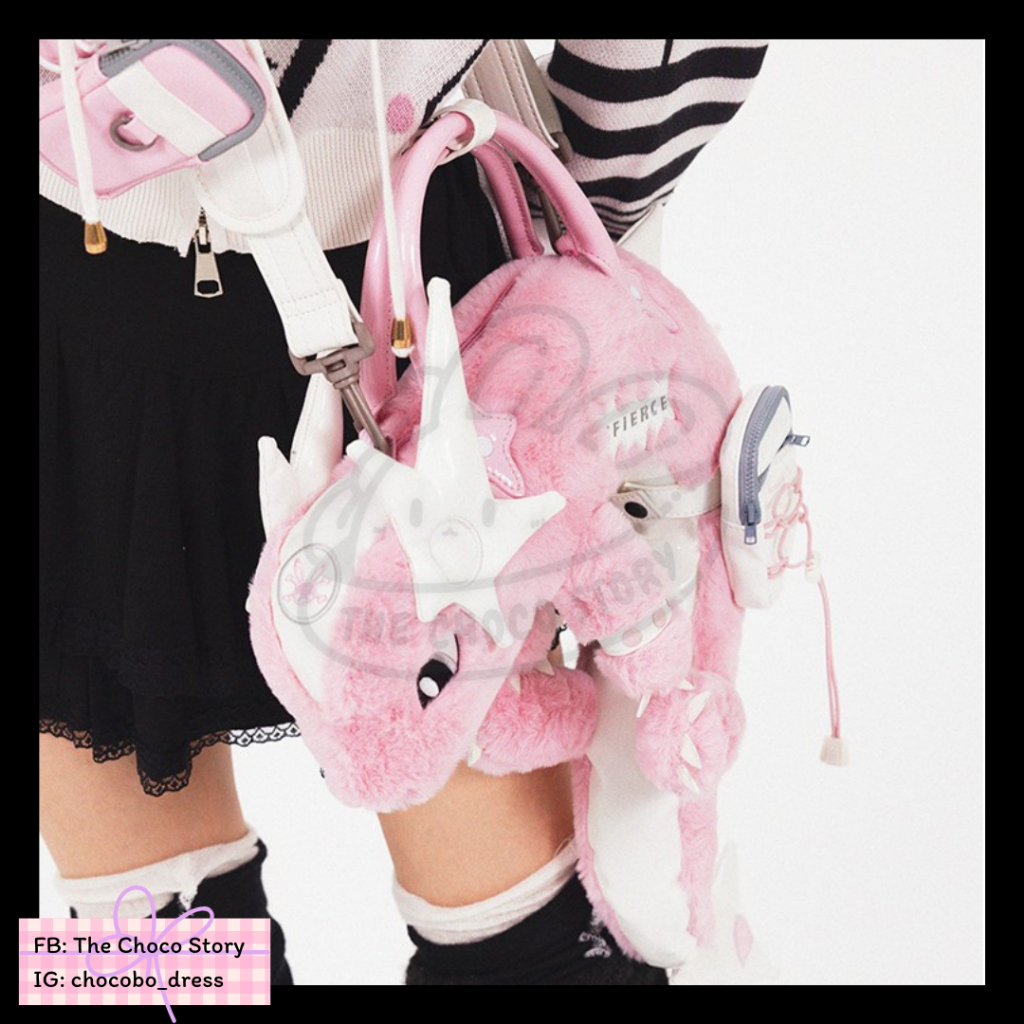 (สอบถามก่อนสั่งซื้อ) 📺 แบรนด์ #CFIERCE กระเป๋ามังกรเท่ๆ สีสวย กระเป๋าสไตล์ญี่ปุ่นสีมพู (BG191)