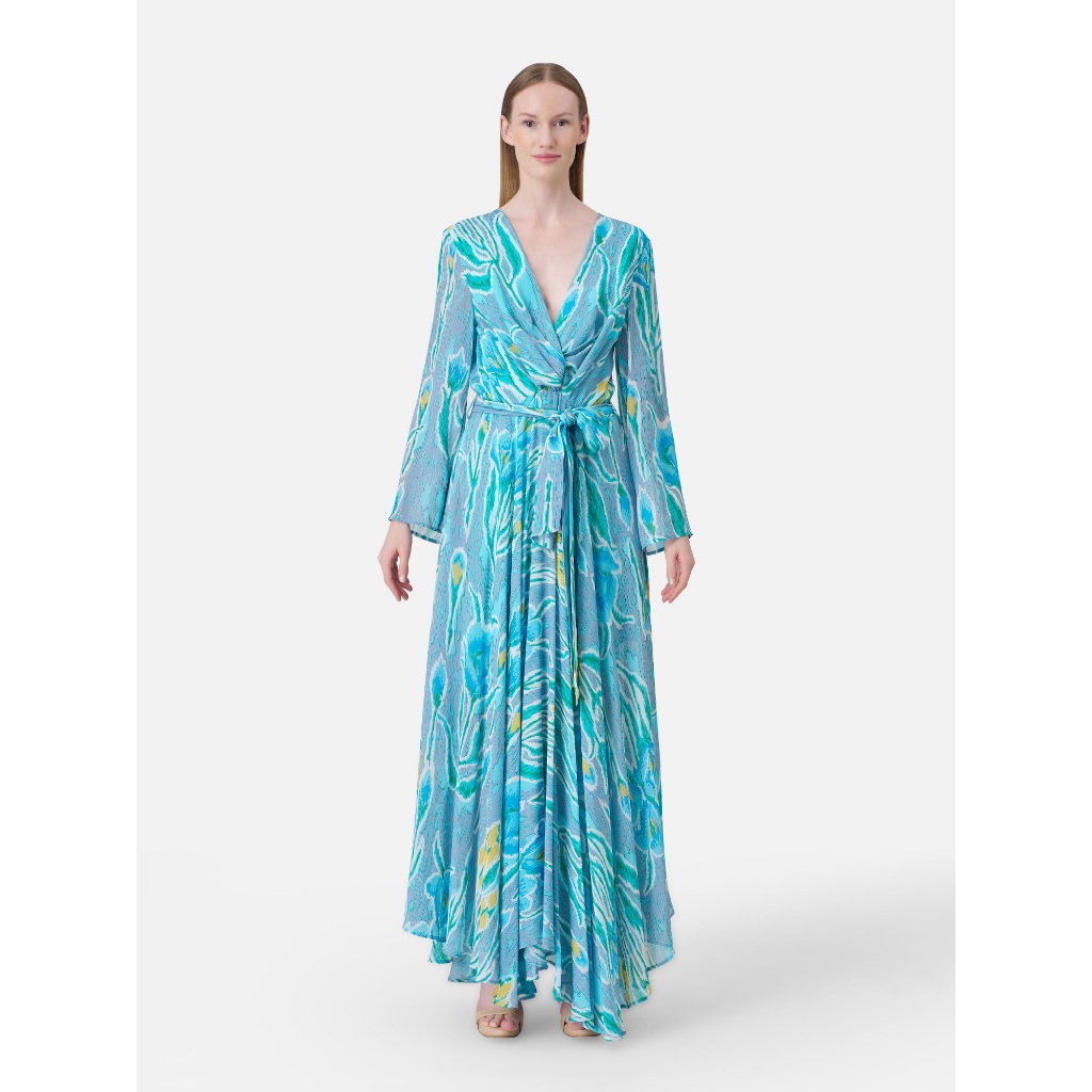 Rustic Flower V-Neck Maxi Dress