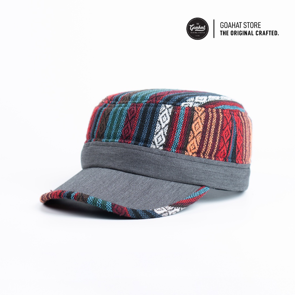 G308 Urban Red หมวก Boho Cap หมวกผ้าทอ ทรงหมวกแก็ปทหาร งานสวย มีไสตล์ นุ่ม เบา ใส่สบาย