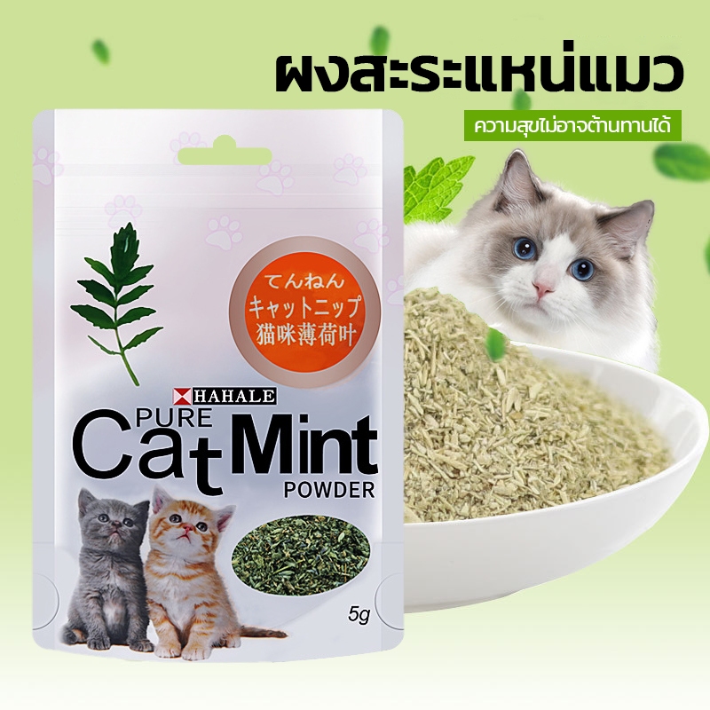 ผงแคทนิป  ช่วยให้แมวผ่อนคลาย 5 กรัม / ถุง แคทนิปกัญชาแมว Catnip คลายเครียดให้แมว