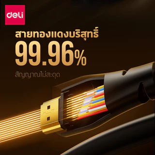 Deli สาย HDMI รองรับ Lossless / VARR ตอบสนองไว ลื่นไหล รองรับภาพ 3 มิติ สว่างคมชัด HDMI 2.0 cable