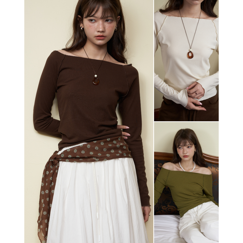 Mousse long sleeve เสื้อแขนยาวคอปาด