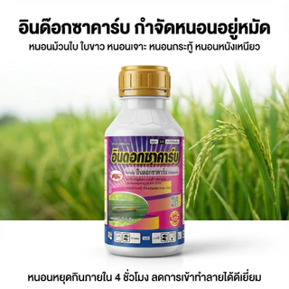 อินด๊อกซาคาร์บ 250cc8-10ไร่ /500cc 15-20ไร่ กำจัดหนอนใบขาว หนอนม้วนใบ หนอนเจาะ หนอนกระทู้