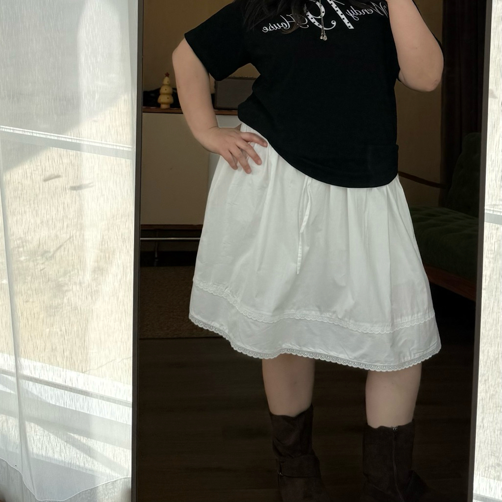 Linna Bell Skirt กระโปรงแต่งขอบลูกไม้ Wendystore19