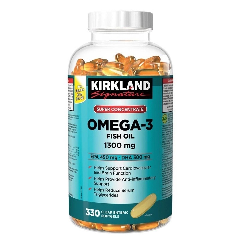 (Exp.10/2029)Kirkland Fish Oil OMEGA-3 fish oil 1300mg 330 Softgels