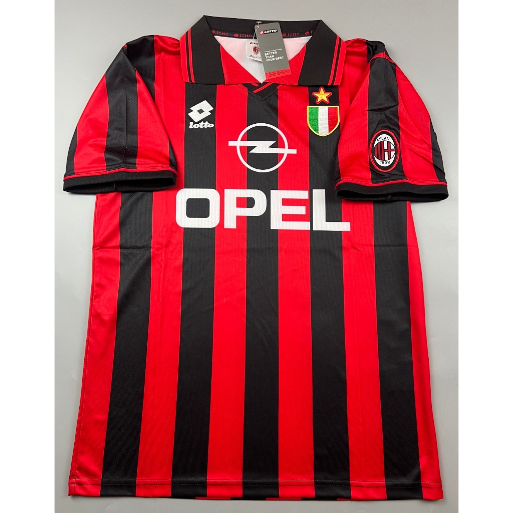 ເສື້ອບານຍ້ອນຍຸກ AAA 1996 AC Milan (Retro Home) ຂຶ້ນໂລໂກ້ປັກ