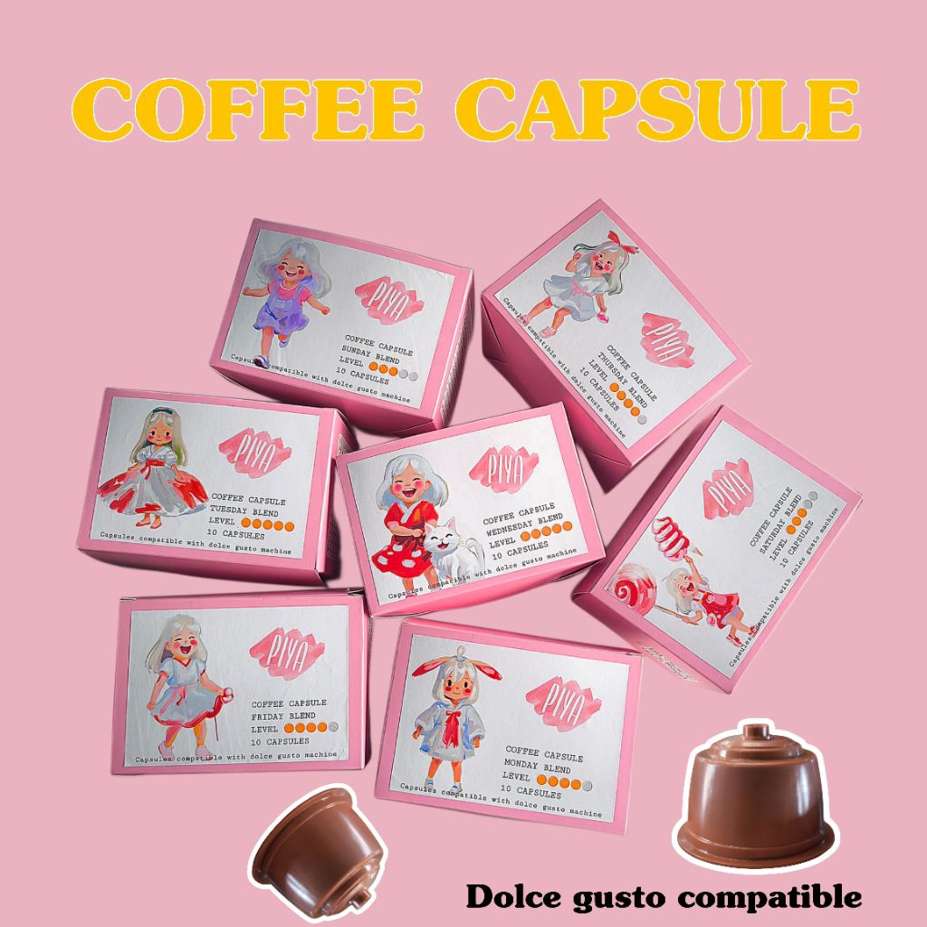 กาแฟแคปซูล 10 แคปซูล มี 7 รสชาติให้เลือก Coffee Capsule (ใช้กับระบบ  Dolce Gusto compatible)