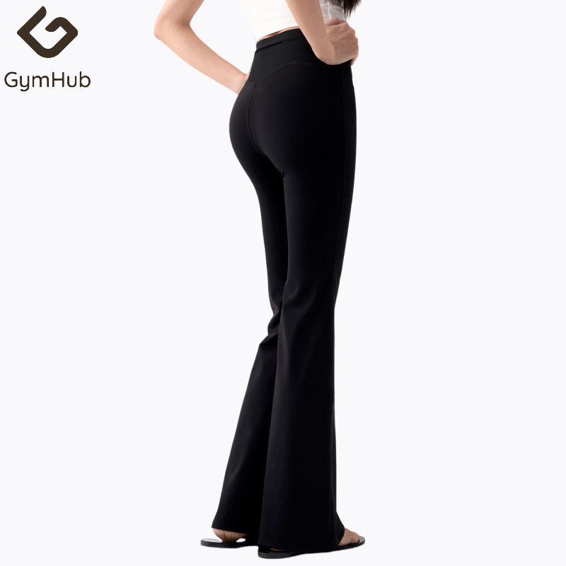 GymHub กางเกงรำทรงรัดรูปสีดำสำหรับผู้หญิง - กางเกงซิลฮูetteทรงขาลงและทรงตรงเพื่อฝึกซ้อมและการแสดง