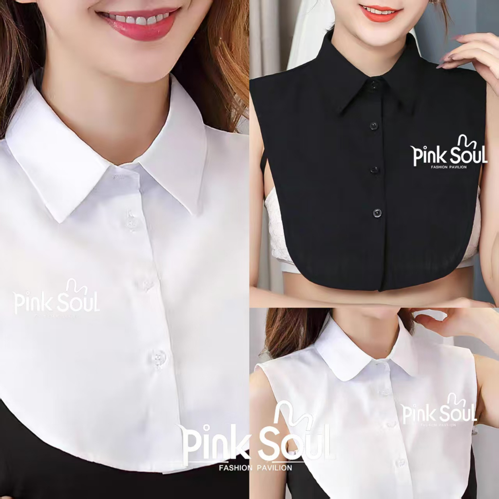 เสื้อเชิ้ตคอปกปลอม ผ้าฝ้าย ถอดออกได้ สีขาว สีดํา สําหรับผู้ชาย และผู้หญิง Lady Clothing