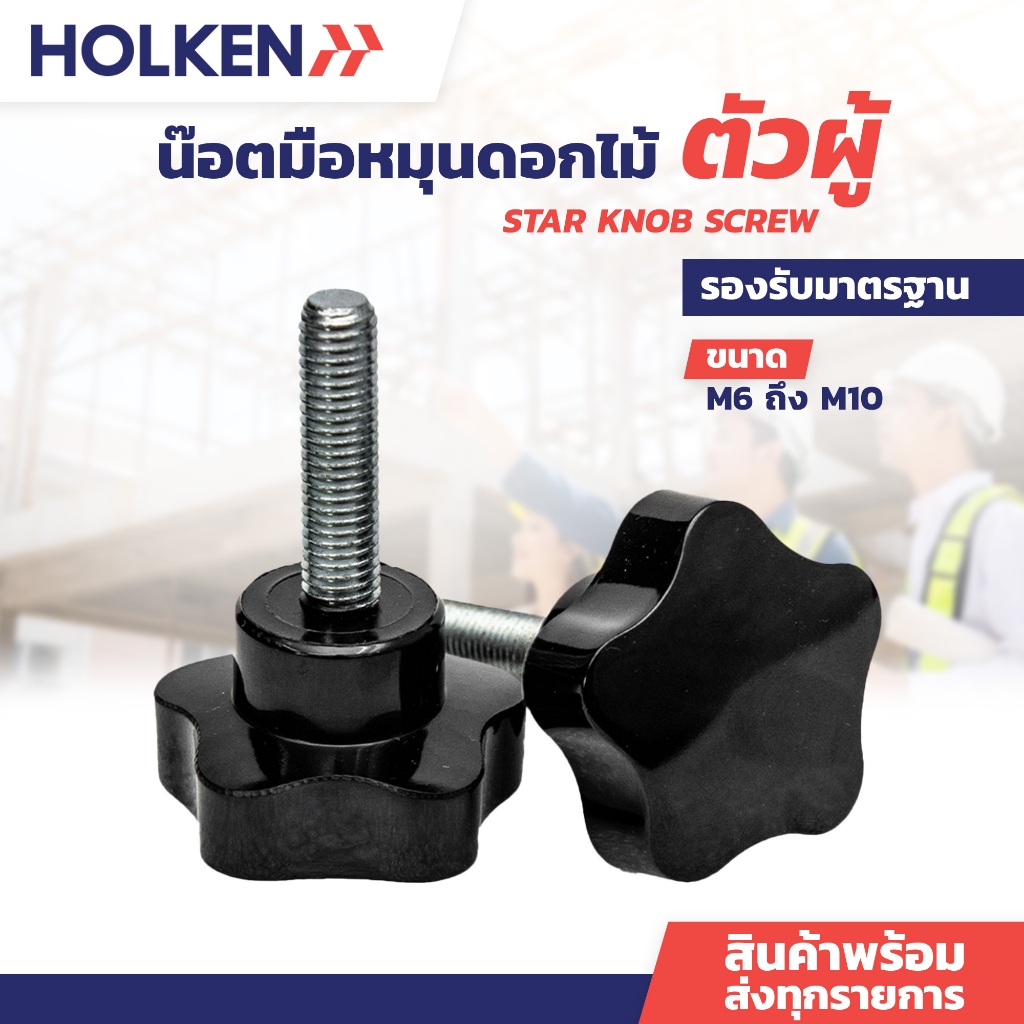 น๊อตมือหมุนดอกไม้ ตัวผู้ ( Star Knob Screw )