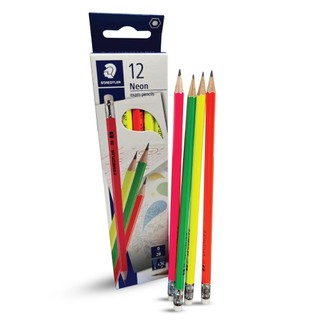 ดินสอ 2B ลายไม้ ดินสอNeon Staedtler 1กล่อง / 12แท่ง