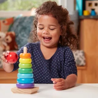 (ของแท้ USA) ของเล่นไม้เรียงซ้อน หอคอยสีรุ้ง หลากสี ชิ้นใหญ่ Rainbow Stacker Melissa Doug Montessori ของเล่นเด็ก