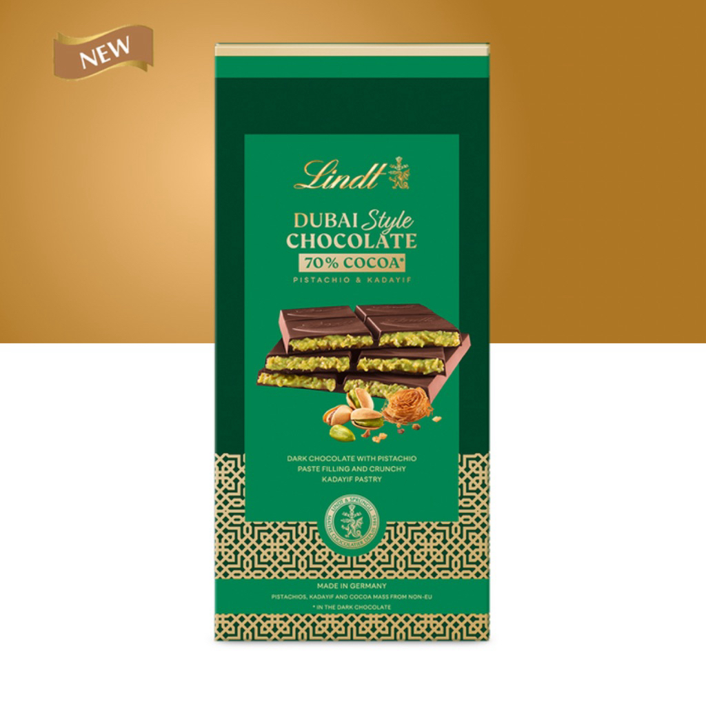[ส่งด่วน] Lindt Dubai Style Dark Chocolate Bar 145g ลินด์ดูไบดาร์กช็อกโกแลต