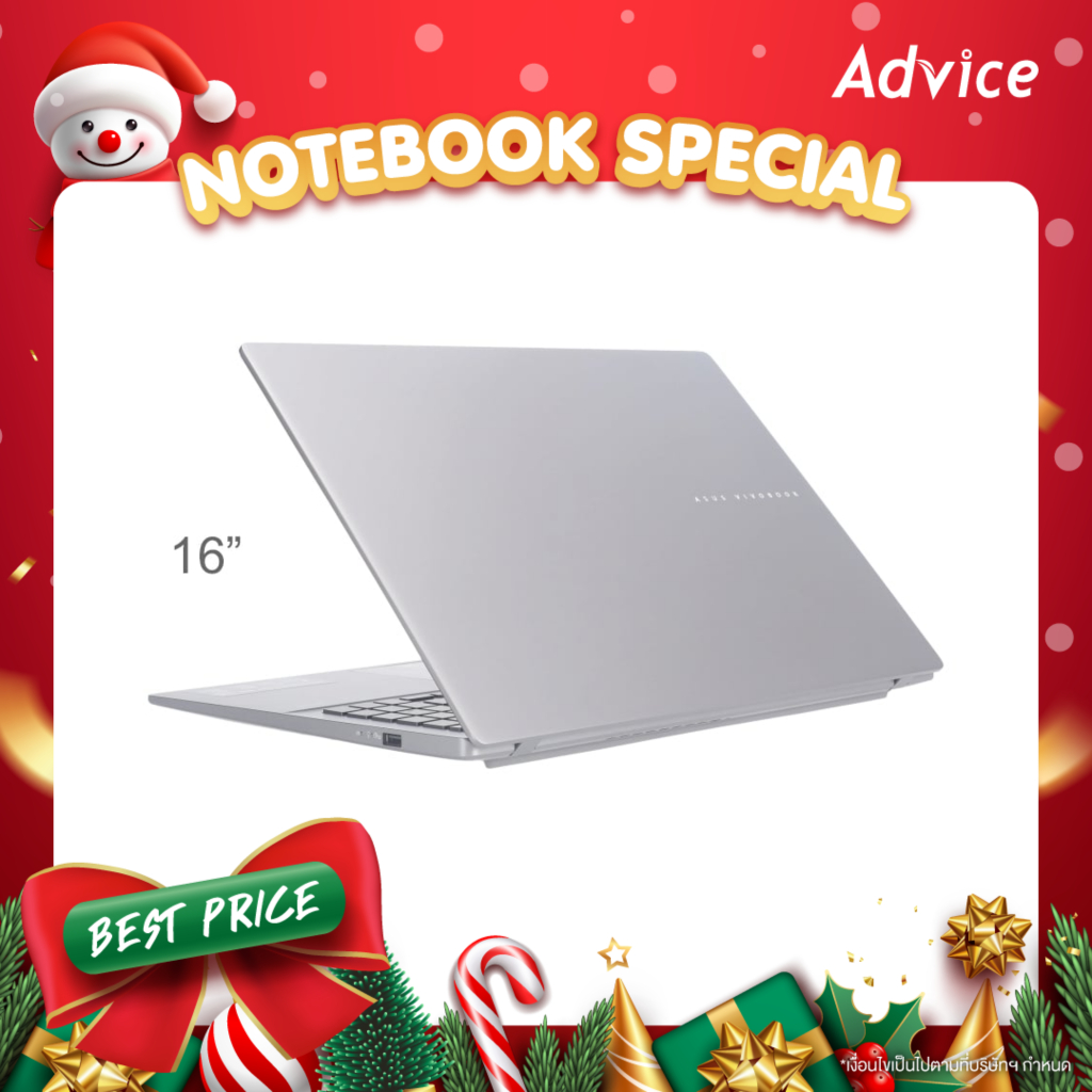 Asus Notebook (โน๊ตบุ๊ค) Vivobook S16 S3607CA-RP719WA (Matte Gray) - A0167837