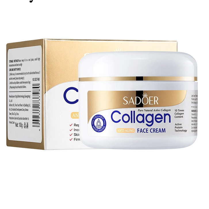 Sadoer Collagen ครีมบํารุงผิวหน้า 100g. (กระปุกทองขาว)