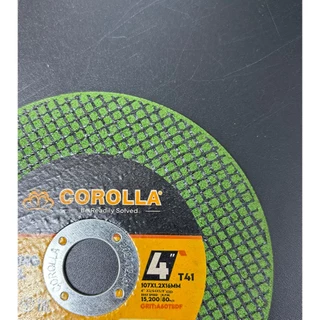 ใบตัดเหล็ก ตัดสเตนเลส 4นิ้ว COROLLA (107 mm) 1.2 มิล ใย 2 ชั้น เกรดพีเมียม (ค่าส่งถูก) 1กล่องมี 100 แผ่น