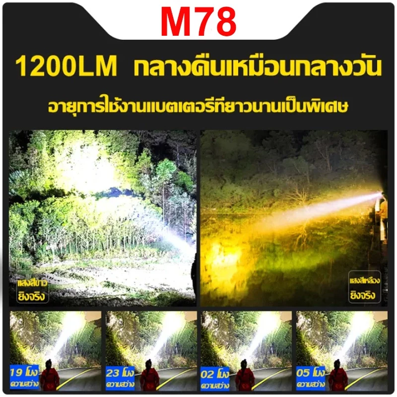 EDGE ไฟฉายคาดหัว M78 500W LED 10000mAh ชาร์จ USB thumbnail 3