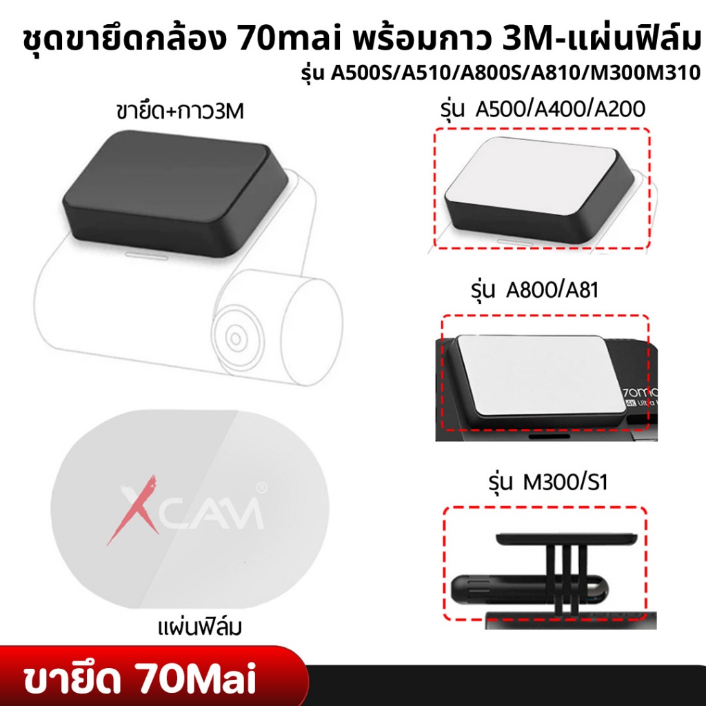 ชุดขายึดกล้อง 70mai พร้อมกาว 3M-แผ่นฟิล์ม รุ่น A500/A800/M300