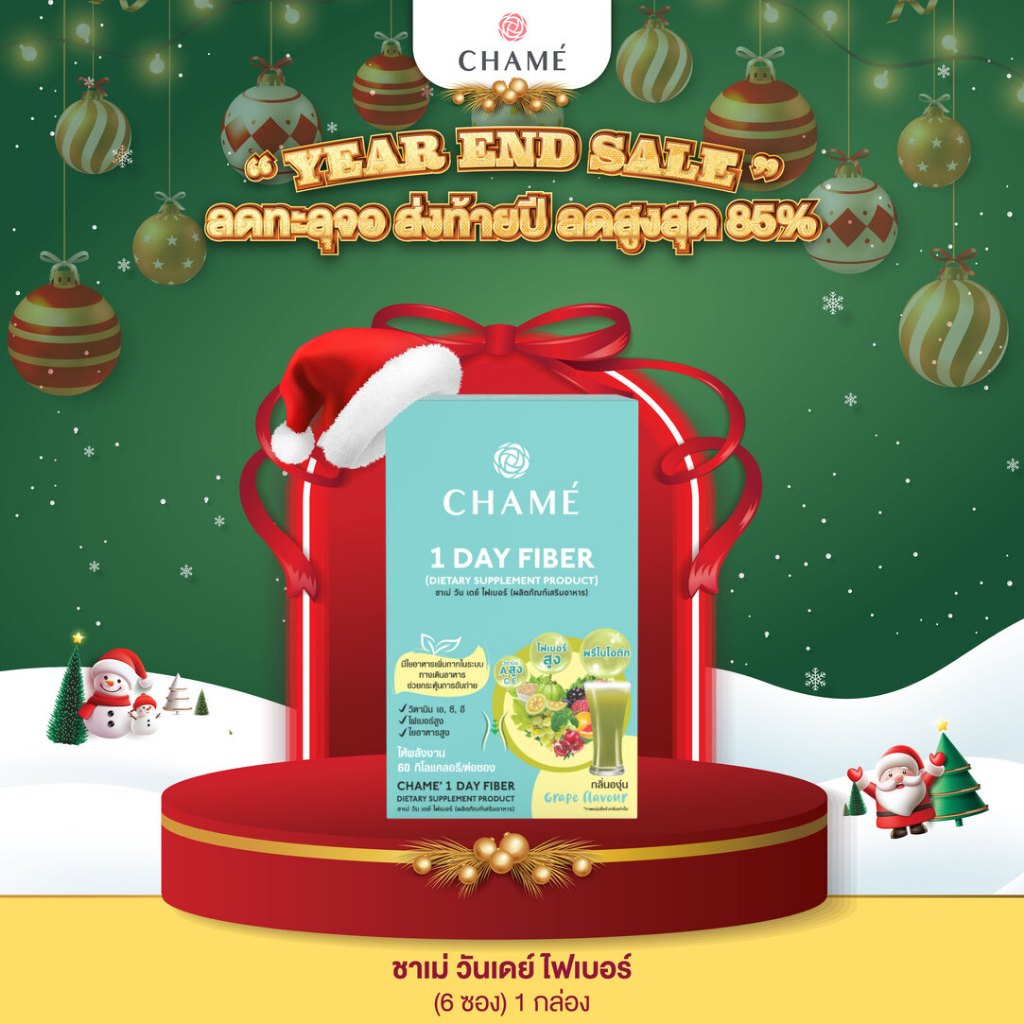 ( YEAR END SALE ) CHAME' 1 day fiber (แพ็ค 6 ซอง) ชาเม่ วัน เดย์ ไฟเบอร์ (ผลิตภัณฑ์เสริมอาหาร