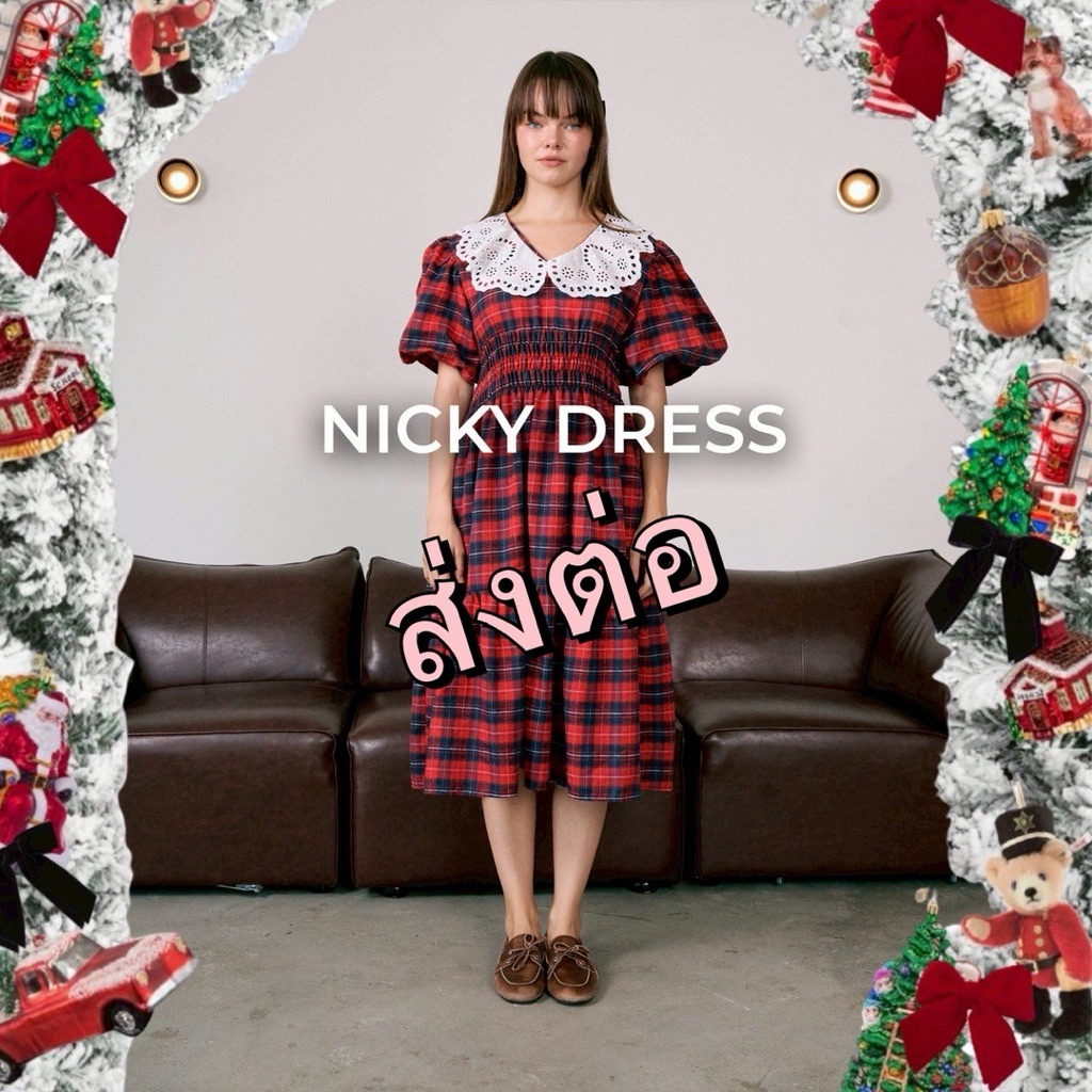 ส่งต่อ🎄 NICKY DRESS (RED)-แบรนด์ psmaterial 👧🏻🎈