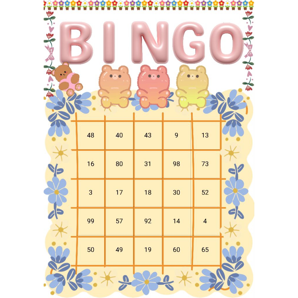 ใบงานbingo 20แผ่น สำหรับเด็ก(ผู้ใหญ่ก็เล่นได้)