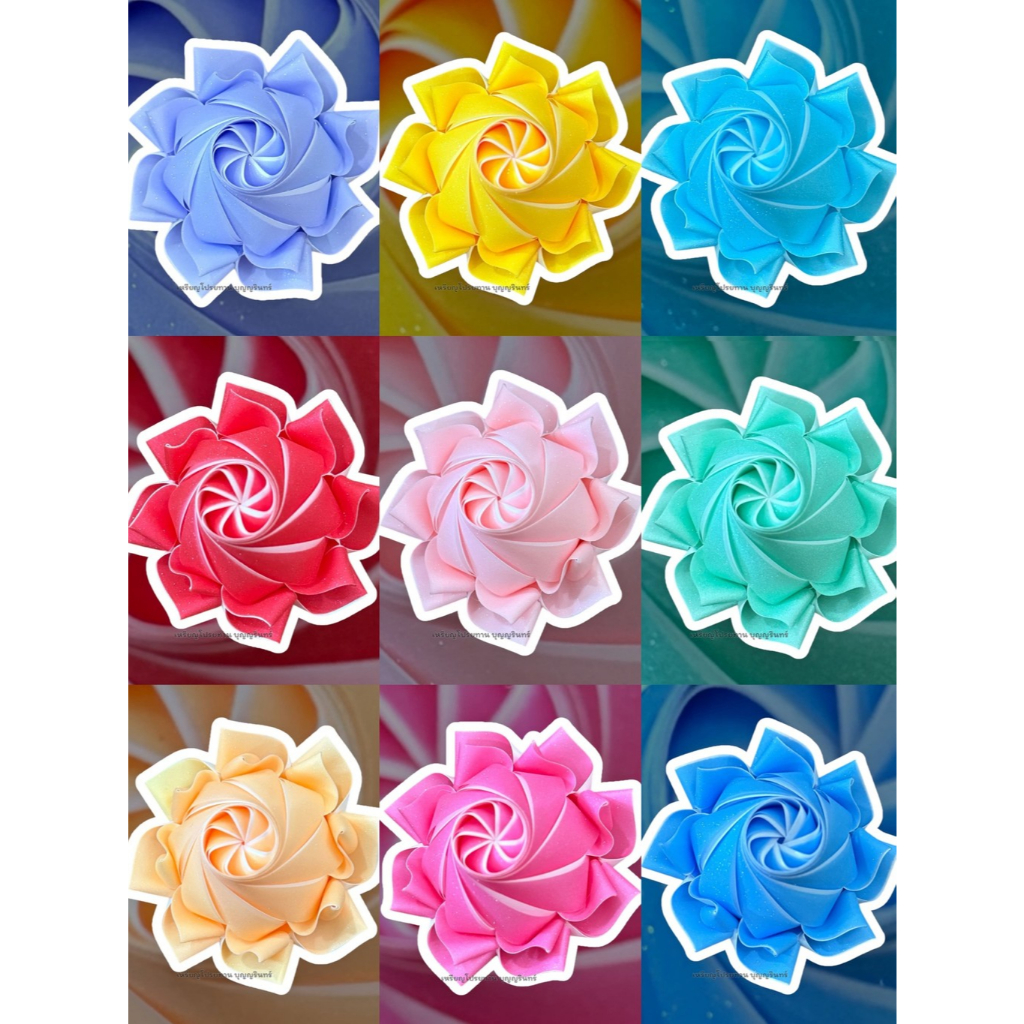 เหรียญโปรยทาน ดอกบัวบูชา ริบบิ้นกากเพชร (ตัวเปล่าแบบไม่ได้ใส่เหรียญ)เหรียญโปรยทานงานบวชงานบุญ