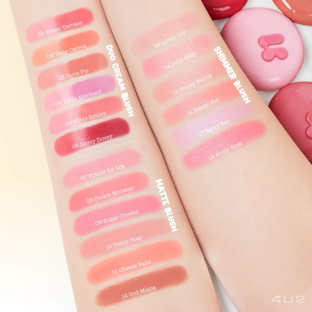 4U2 BLUSH ON MATTE 6 เฉดสี เนื้อแมตต์ละเอียดนุ่มละมุน พิกเมนต์แน่นชัด ติดทน เกลี่ยง่าย - รูปที่ 2