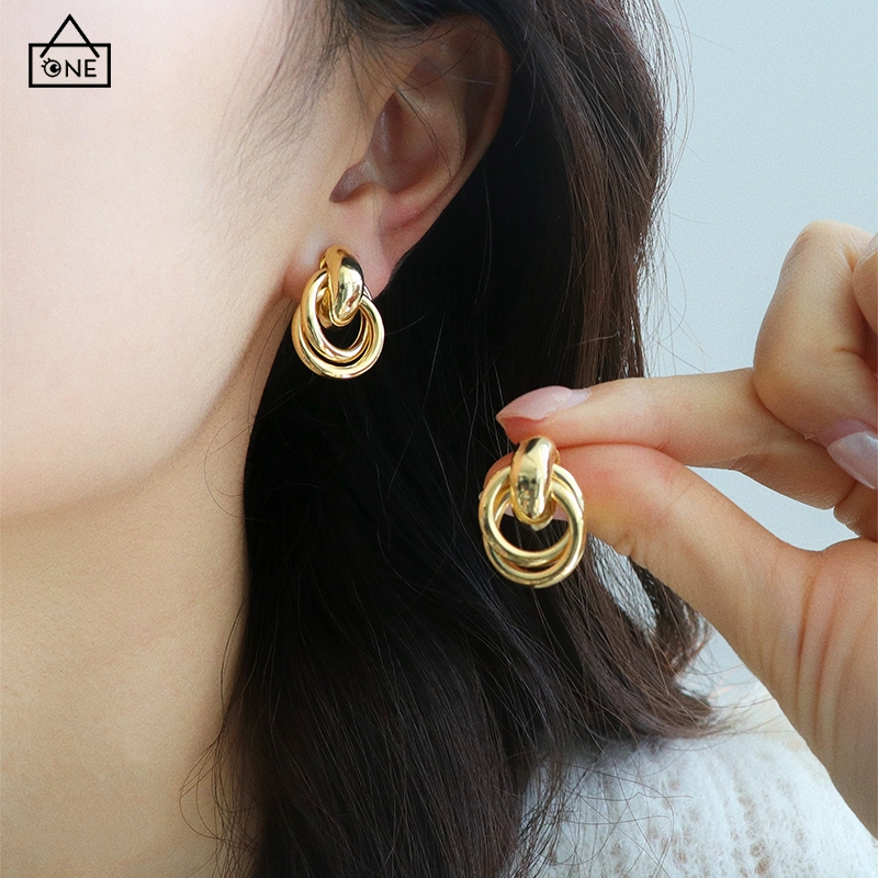 COD❤️ต่างหูสตั๊ดทรงกลมเรขาคณิตวินเทจแฟชั่นระดับไฮเอนด์เครื่องประดับสำหรับผู้หญิงของขวัญ-a.one