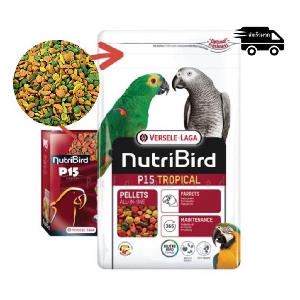 🅺🅺🅵 (3kg.) NutriBird P15 Tropical อาหารนก นูทรีเบิร์ดพี15 แพคเกจโรงงาน