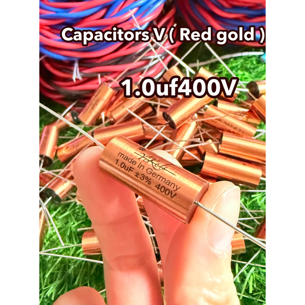 Capacitors V (Red gold)1.0UF400V(สั่ง6แถม2) C คุณภาพสูงจากเยอรมัน(ราคาต่อชิ้น)