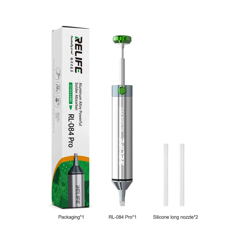 RELIFE RL-084 Pro ดูดที่แข็งแกร่งอลูมิเนียม Desoldering Sucker ที่มีประสิทธิภาพดูดสูญญากาศสําหรับ การบัดกรี Removal