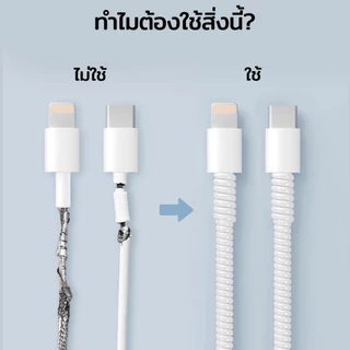 ELELAB สายเกลียวถนอมสายชาร์จ ยาว 1.4 เมตร กันสายหัก หลายสี ตกแต่งง่าย ใช้ได้กับสายชาร์จ Type-C และ Lighting